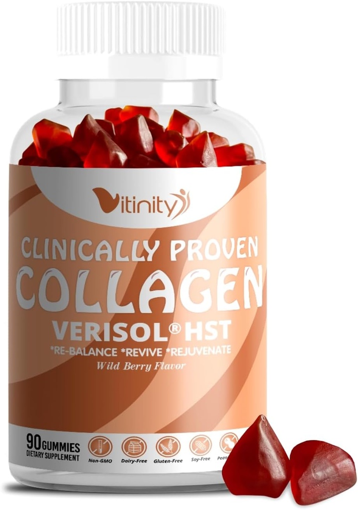 VITINITY VERISOL® HST+HA+VIT C コラーゲン ハード チューイ グミー 臨床的に証明された美。 しっかりした、他の皮、泡のしわ、減らされたセルライト。 内側から真の美。 ルックグッドフィールグッド-30デイサプライ