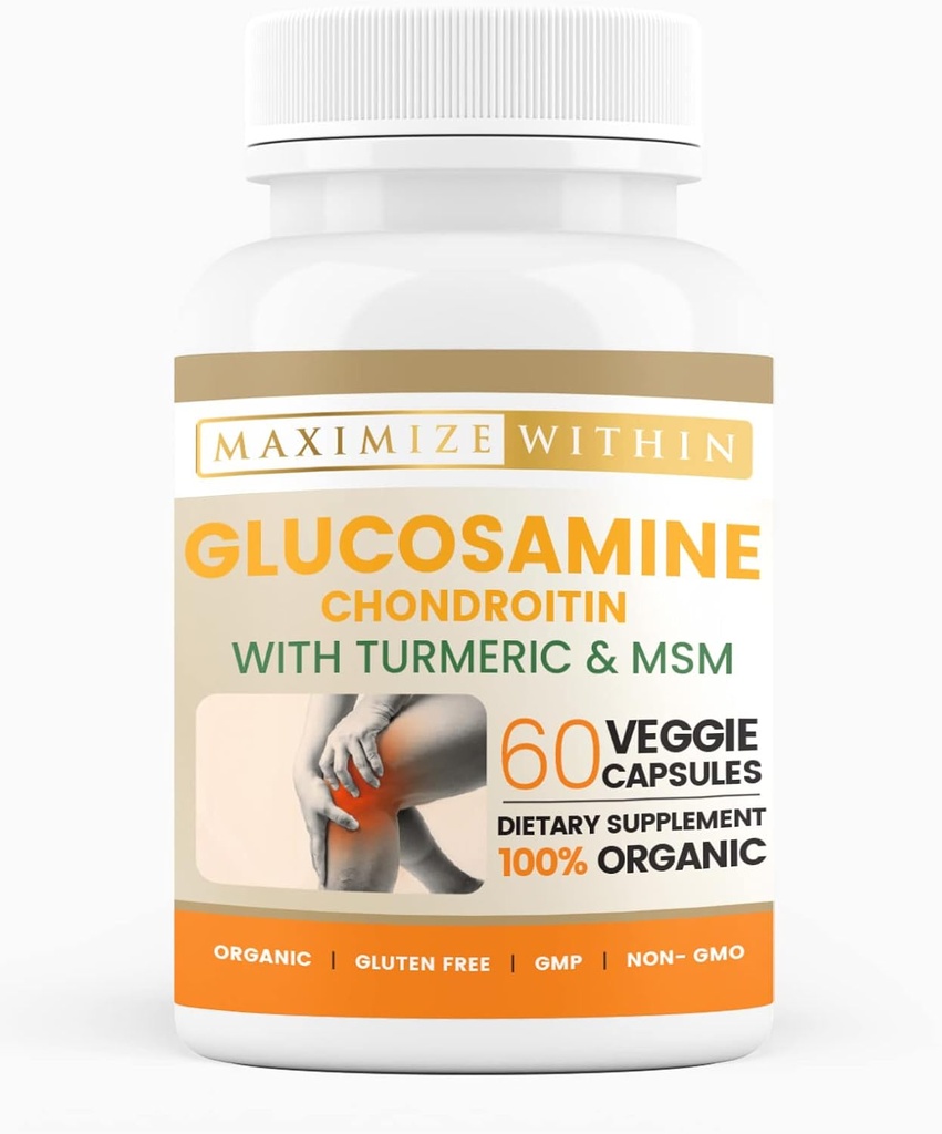 Glucosamine Chondroitin with Turmeric & MSM – Mobility & Flexibility Support – 60 Veggie Capsules