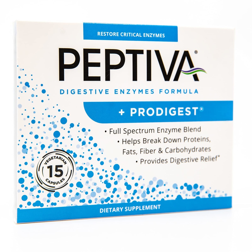 Peptiva消化酵素サプリメント+プロダイジェスト - ブロッティング、ガス、便秘 - 15カウントの助け