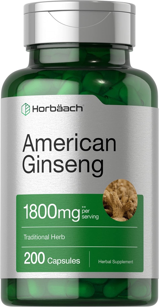 ホアハチ アメリカン ジンセン カプセル | 1800 mg | 200 カウント | 非GMO、グルテンフリーサプリメント | ジンセン ルート エキス 複合体