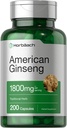 ホアハチ アメリカン ジンセン カプセル | 1800 mg | 200 カウント | 非GMO、グルテンフリーサプリメント | ジンセン ルート エキス 複合体