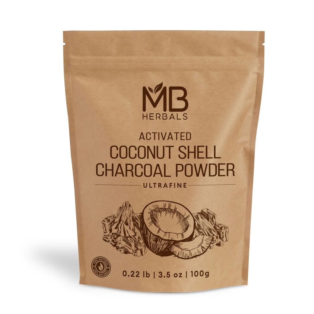MB ハーブは、ココナッツシェルからチャコールパウダーを活性化しました 3.5 oz (100 グラム) 外部使用のみ | トートパウダーフェイスパック・マスク用 | ソープメイキング | 先着順