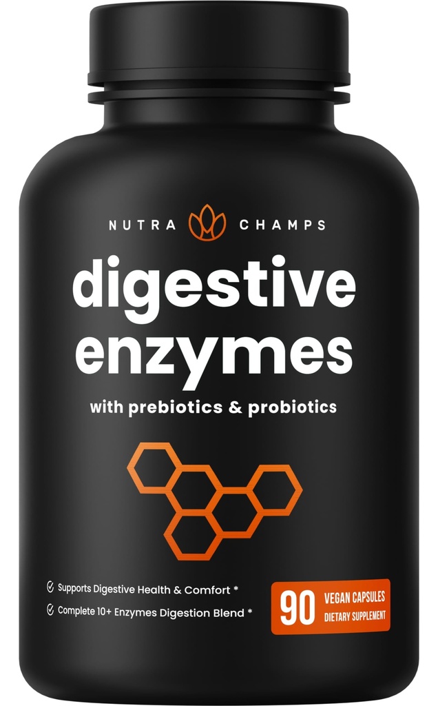 女性&男性のためのプロバイオティクスとプレバイオティクスを備えたNutraChamps消化酵素 - 90 ビーガンカプセルブロッキング&最適腸の健康のためのBromelain