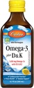 カールソン - Omega-3 + D&K、1430 mg omega-3s、2000 IU (50 mcg) D3、MK-7、心の健康、骨サポート、レモン、200 mL として 90 mcg K2