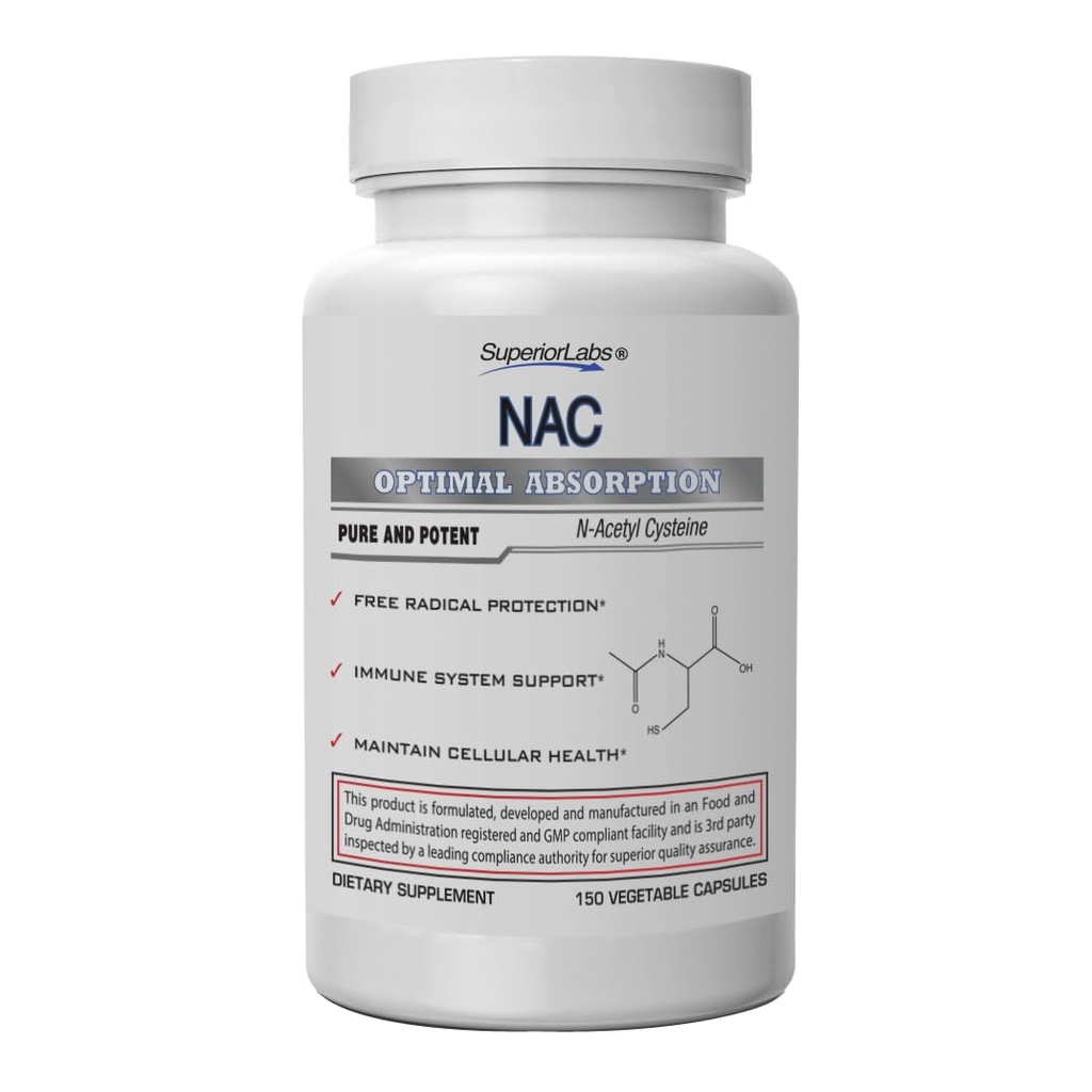 優秀な実験室 NAC (N アセチル Cysteine) 1,200mg、150 野菜カプセル、セレニウム、自由な放射状保護、正常な免疫システム機能の食事療法の補足は、細胞の健康を維持します