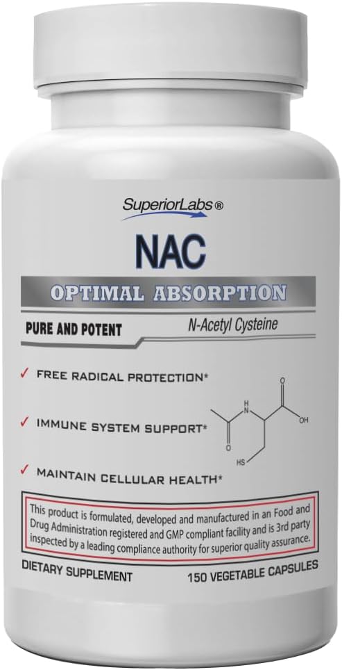 優秀な実験室 NAC (N アセチル Cysteine) 1,200mg、150 野菜カプセル、セレニウム、自由な放射状保護、正常な免疫システム機能の食事療法の補足は、細胞の健康を維持します