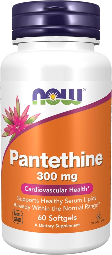 NOW Foodsは、Pantethine(Coenzyme A Precursor)300mg、心血管の健康*、60Softgelsを補います