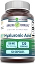 Amazing Formulas Hyaluronic Acid 100 Mg Supplement | Capsules | Non-GMO | Gluten-Free | Made in USA (1 Pack | 120 Count)