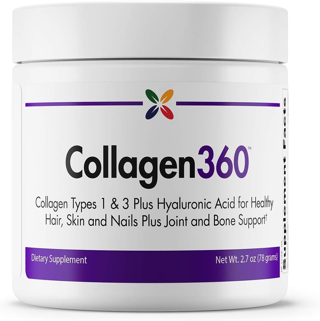Stop Aging Now - Collagen360 with Hyaluronic Acid - Collagen Peptides Powder to Support Healthy Hair, Nails & Skin - Helps Reduce Appearance of Fine Lines and Wrinkles - Powder 2.7 Ounces