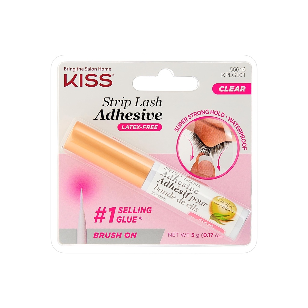 アロエ、防水、ホルムアルデヒドおよび乳液が付いているKISSの明確なストリップのラッシュの接着剤は、無臭、無水、極度の強いホールドのまつげの接着剤を、ブラシのアプリケーター、0.17 Ozと放します。