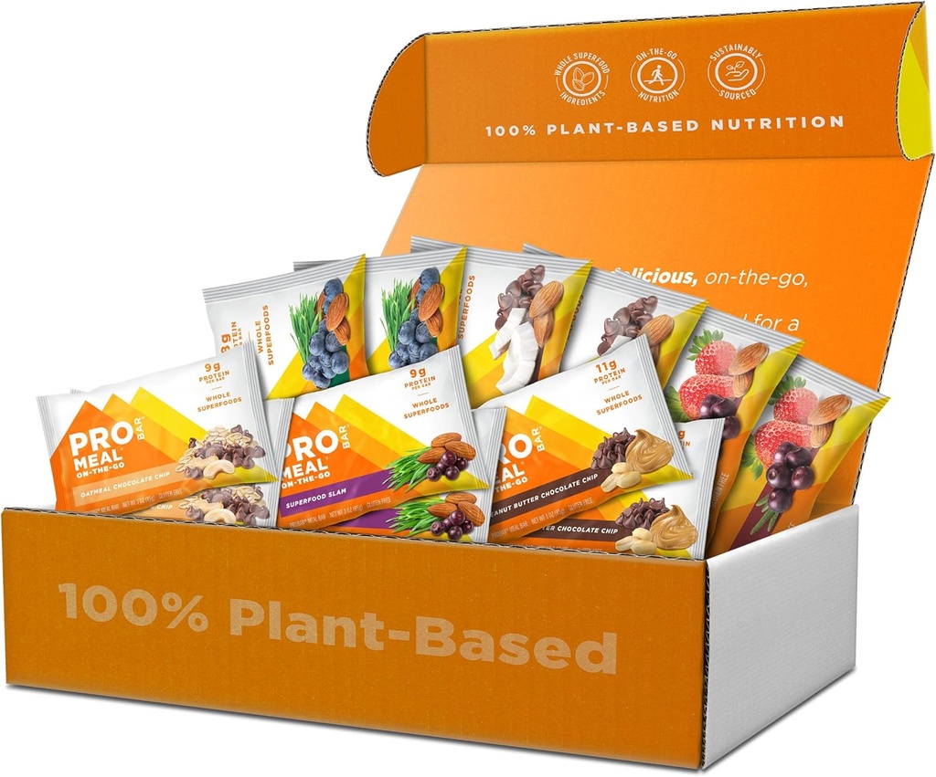 PROBAR - MEALバーファンは、品種パック(6風味)、自然エネルギー、非GMO、グルテンフリー、植物ベースの、食品原料(12カウント)をお気に入り