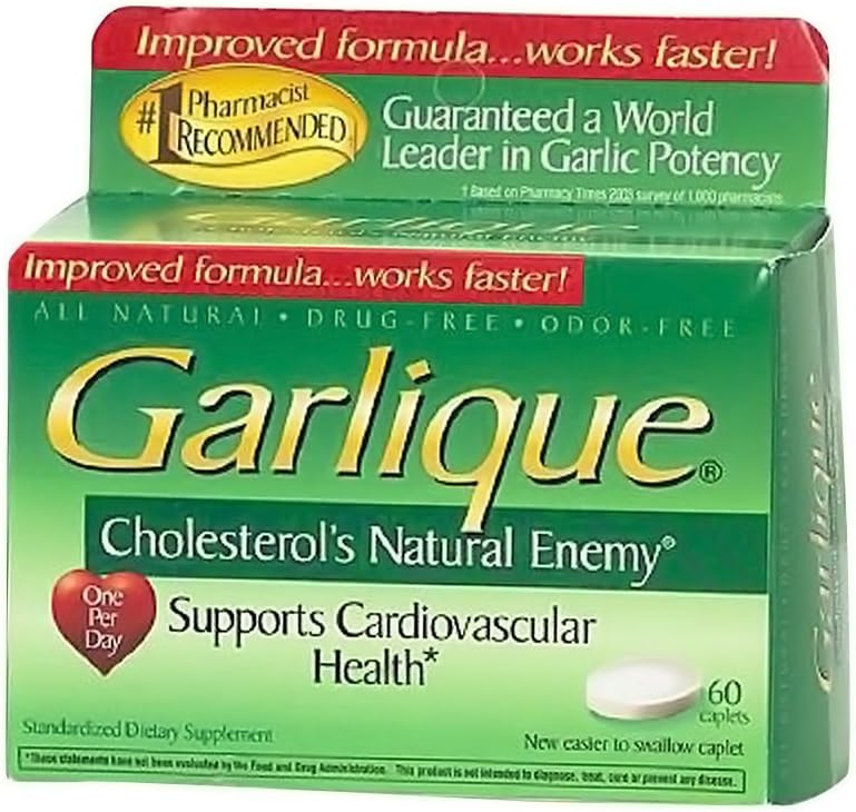 Garlique Cardiovascular Health Dietary Supplement Caplets, 60 Count