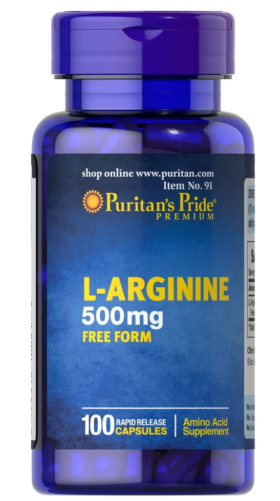 Puritan's Pride L-Arginine 500 mg, 心臓健康サポート, 100 カウント