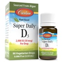 カールソン - 植物ベースのスーパーデイリーD3 2000 IU(50 mcg)/ドロップ、ベジタリアンビタミンDドロップ、液体ビタミンD3、藻類、非風味、90ドロップ(2.54 mL)