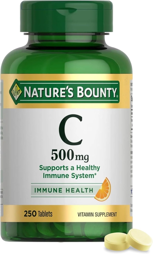 Nature's Bounty Vitamin C 500mg, Supports a Healthy Immune System, Daily Vitamin Supplement, 250 Vegetarian Tablets