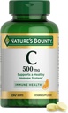 Nature's Bounty Vitamin C 500mgは、健康的な免疫システム、毎日のビタミンサプリメント、250ベジタリアンタブレットをサポート
