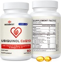 Ubiquinol CoQ10-600mg-Softgel、ビタミンE及びオメガ3、6、9、高い吸収-Coenzyme-Q10、エネルギー生産のための強力な酸化防止剤、テストされる、60の計算との活動的なCoq10 Ubiquinolの補足