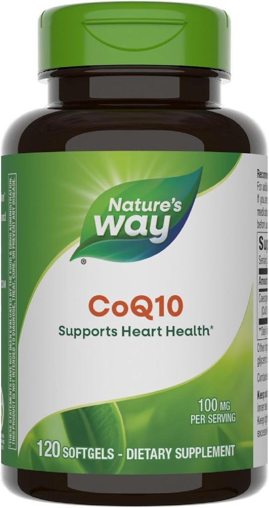 Ubiquinoneと Nature's Way CoQ10、心の健康をサポート*、セルラーエネルギー生産をサポート*、100 mg/サービング、120 Softgels