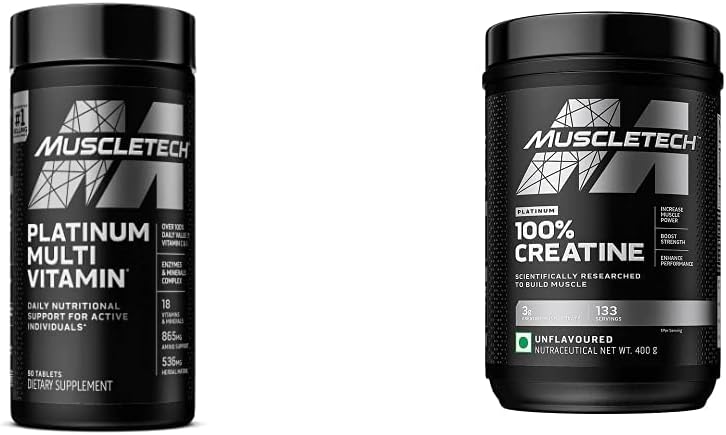 MuscleTech のクレアチンの Monohydrate の粉プラチナ 純粋な Micronized 筋肉回復 + ビルダー及び免疫サポートのためのプラチナ Multivitamin 18 のビタミン及び鉱物