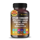 セイロンシナモンアップルサイダー酢ターメリックジンジャールートベルベリンジムネマシルベトルミルクアザメリコライス -150カプセル - アメリカ製