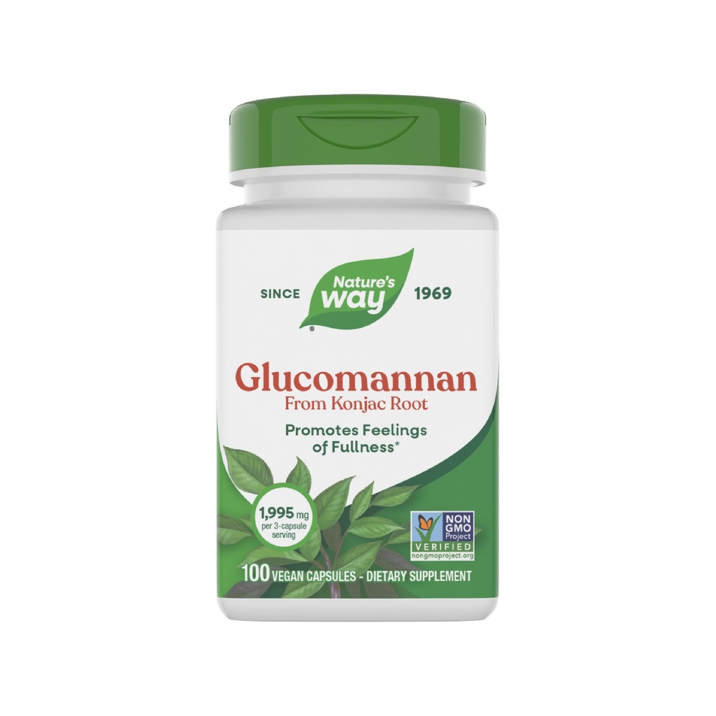 Konjac RootのカプセルからのNature's Way Herbal Glucomannan, フルネスのフィーリングを促進*, 1,995 mg / 3-カプセルのサービング, 非GMOプロジェクト検証, ビーガン, 100カプセル (パッケージ 5 月 Vary)