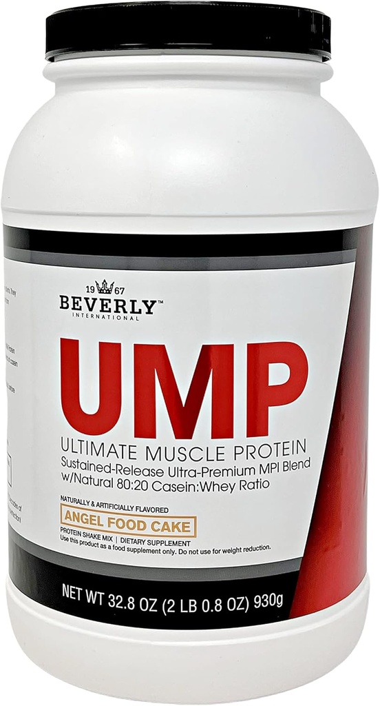 ビバリーインターナショナルUPMプロテインパウダー、エンゼルフードケーキ。ユニークなWhey-Caseinレシオは、リーンマッスルを構築します。 消化しやすい。 漂白はありません。 (32.8 oz) 2lb .8 oz