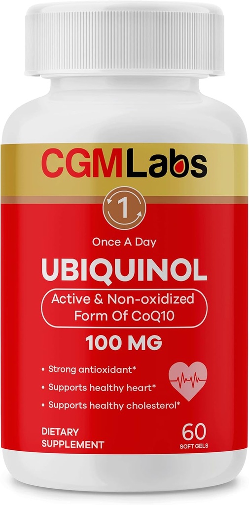 Ubiquinol 100MG Active & Non-Oxidized(Reduced) Form of CoQ10 -Strong antioxidant Dietary Supplement, Supports Health, Healthy Cholesterol - 60 Softgels by CGM Labs