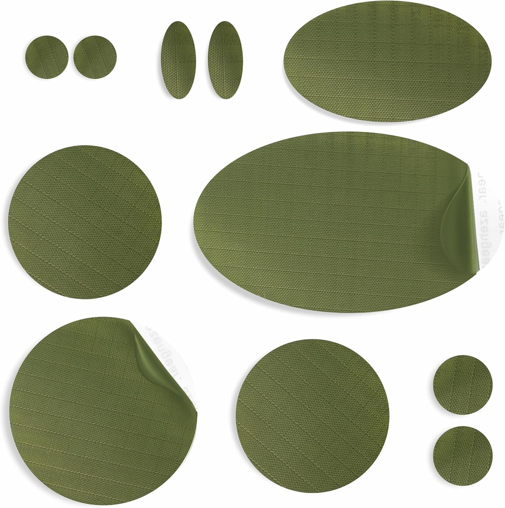 ジャケット、テント、靴のつま先、空気マットレス、 Inflatables、ポリ塩化ビニール ギヤのための aZengear 修理パッチ - 防水、自己接着性、破損抵抗、ダウンのパファーのコート(11 PC、オリーブ)