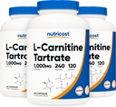 Nutricost L-Carnitine Tartrate 500mg、240カプセル - サービングごとの1000mg(3本のびん)