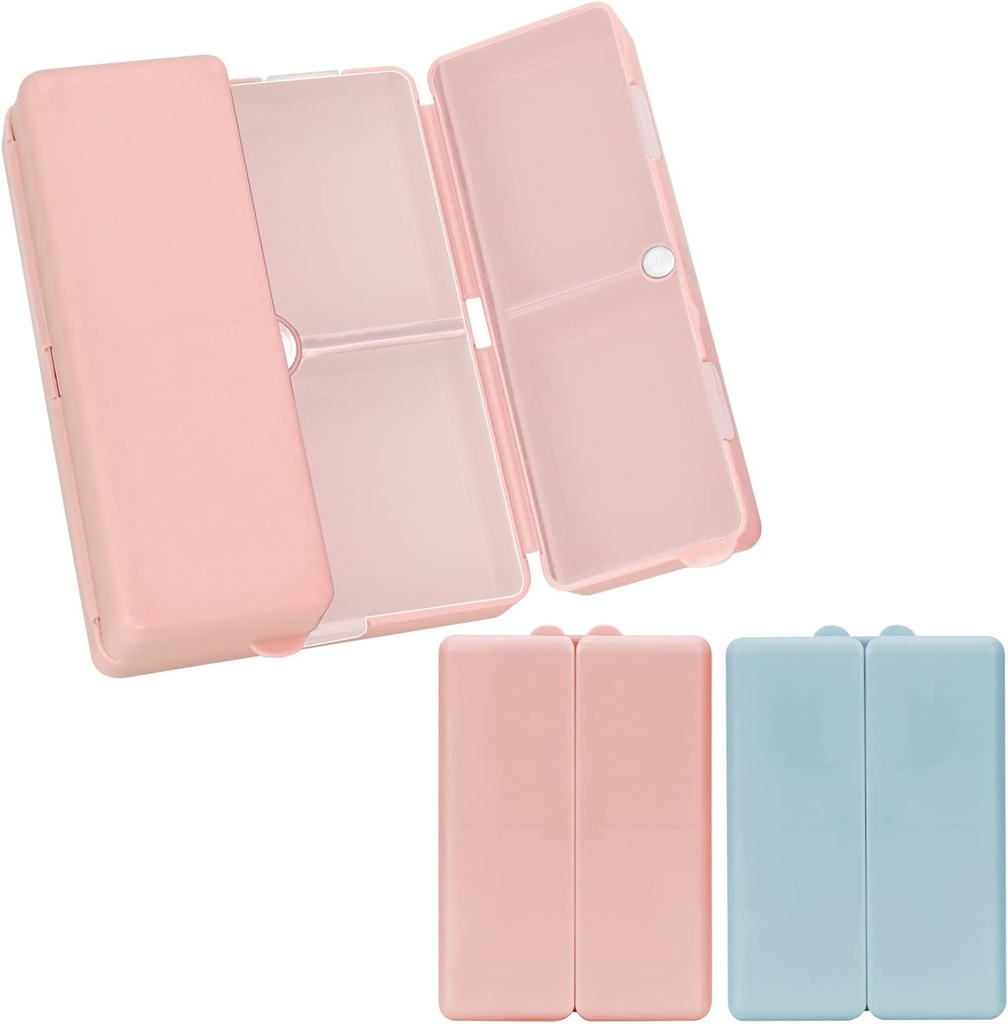 FYYデイリーピルオーガナイザー、2 PC 7コンパートメントポータブルピルケーストラベルピルケーストラベルピルオーガナイザー、[フォールディングデザイン]ビタミン、タラ肝油、サプリメント、薬用ピンク+を保持するためのPill Box ネイビー