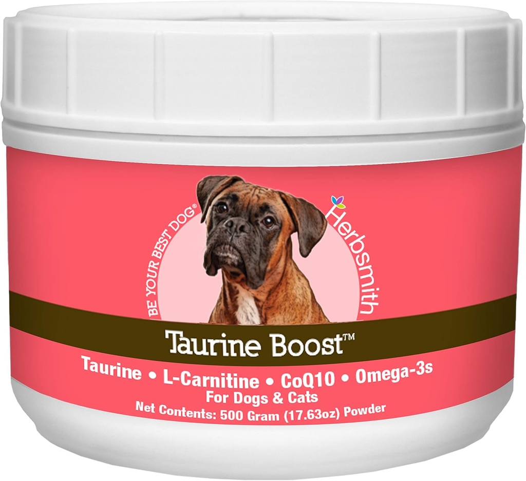 Herbsmith Taurine Boost - 犬と猫のための心臓と心臓のサポート - 犬と猫の心の健康のためのタウリンサプリメント - 犬のためのCoQ10、タウリンとL-カルニチン - 500g