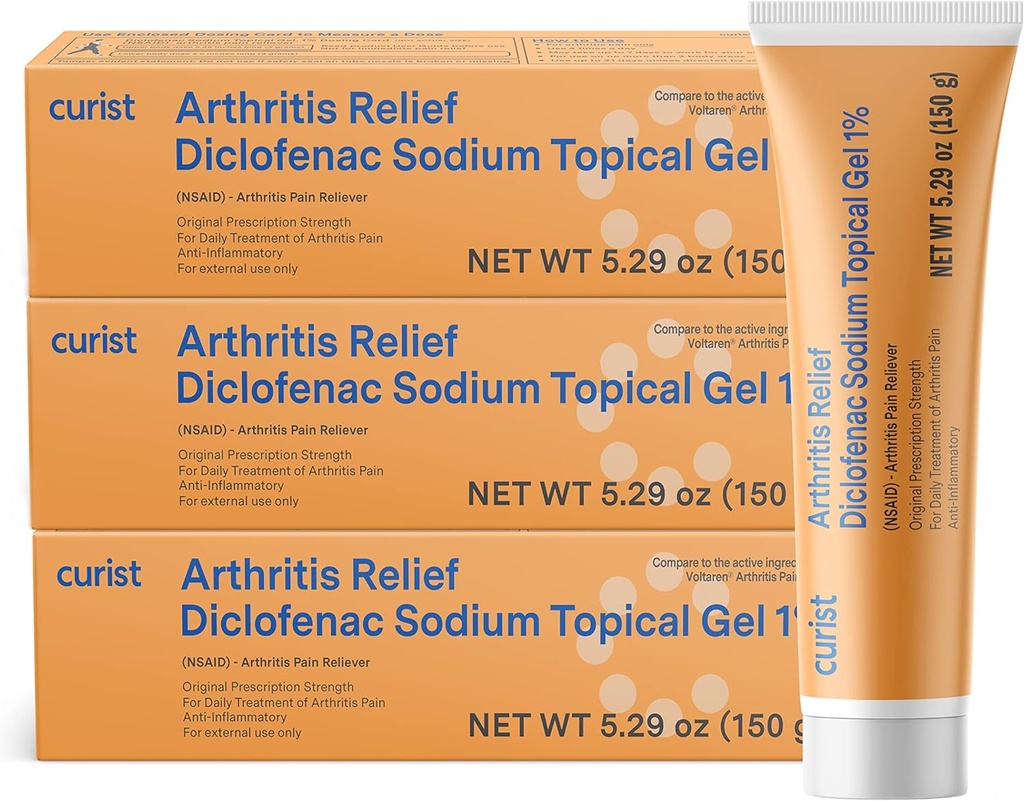 Curist Diclofenac関節炎クリームゲル1%(150gの3チューブ) - リスト、足、肘、足首の痛みを止めます。 手の関節炎の痛みの軽減及び膝関節炎の痛みの軽減(3のパック、5.29のozea。)