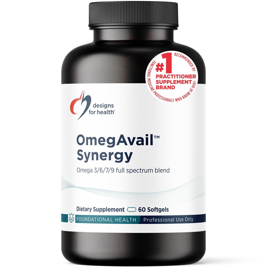 健康オメガAvail Synergyのデザイン - オメガコンプレックス(大人用) - オメガ3 - 6-7-9脂肪酸ボラージとマカダミアオイル+トリグリセリド(TG)DHA&EPA(60 Softgels)の魚油