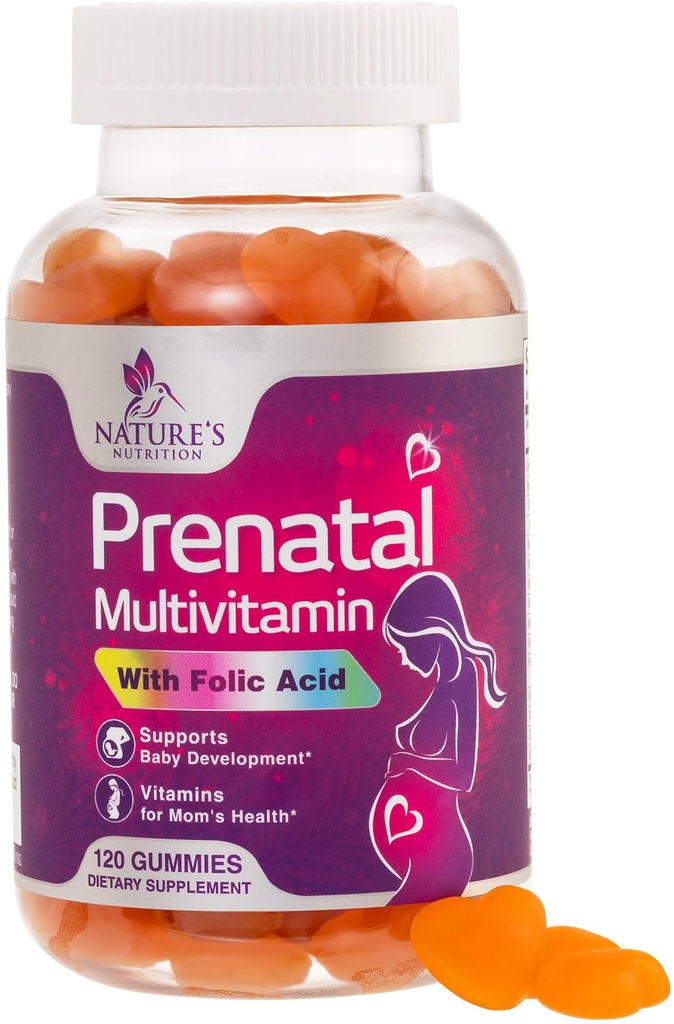 女性のためのプレナタルビタミン1335mcg - 葉酸、ビタミンA、C、D3、B12、B6と妊娠したビタミン - 胎児サポート、妊娠および看護の女性のためのプレナタルマルチビタミンGummy - 120 Gummies