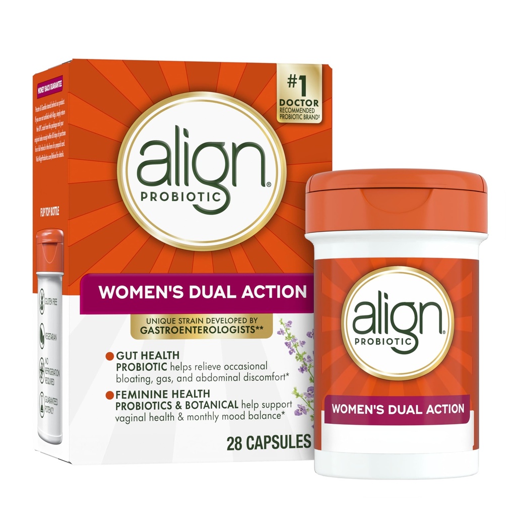 Align Probiotics、女性の二重行為、女性のための腟のプロバイオティクス、腟の健康サポートのための女性のプロバイオティクス、消化器の健康のためのプロバイオティクス、28のプロバイオティック カプセル