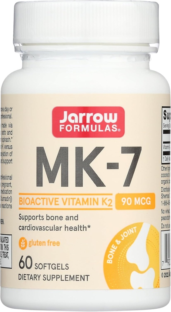 JarrowフォーミュラMK-7 90 mcg - ビタミンK2-60の活性剤(Softgels) - 骨と心血管の健康 - ビタミンK2 MK-7栄養補助食品 - K2ビタミンサプリメントMK-7 - グルテンフリー