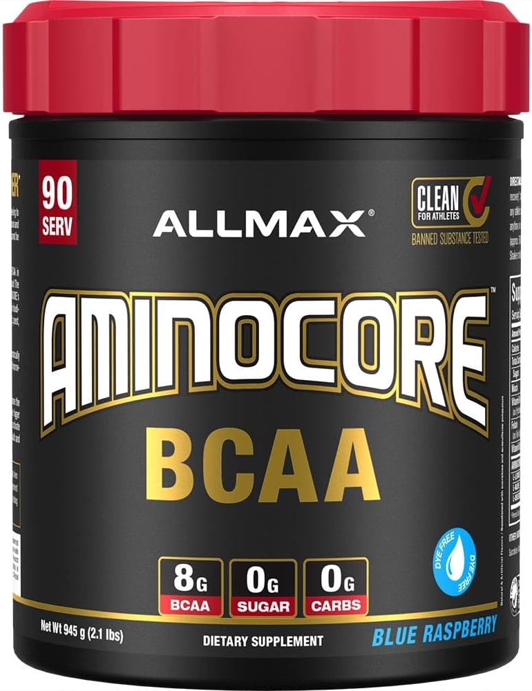 すべてのマックス栄養アミノコアBCAA、ブルーラズベリー - 945 gパウダー - サービングあたりのブランチチェーンアミン酸の8.18グラム - ビタミンB - 充填剤または非BCAAアミノ - 砂糖無料 - 90 サービング