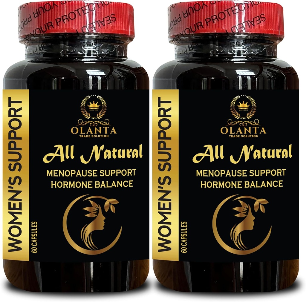 Menopause Support Supplement - Herbal Complex with Black Cohosh for Menopause Hot Flashes, Wild yam Root Powder Organic USA, Natural Menopausal Support - 2 Bottles 120 Capsules