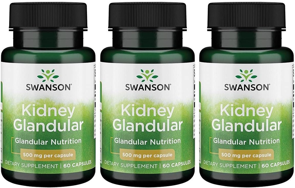 Swansonの腎臓のGlandular 500のmg 60の帽子3のパック