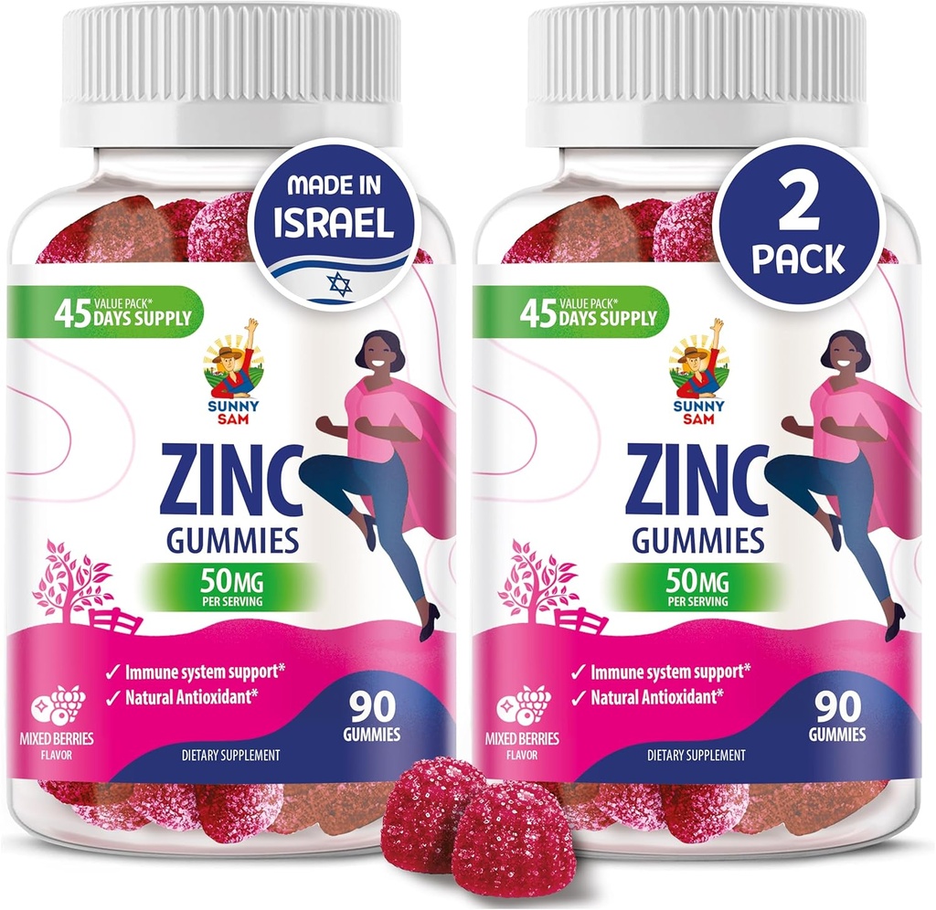 Zinc Gummies for Adults - Zinc Chewable Gummy for Immune Support - Powerful Natural Antioxidant Non-GMO Supplement for Children Men Woman Adults
