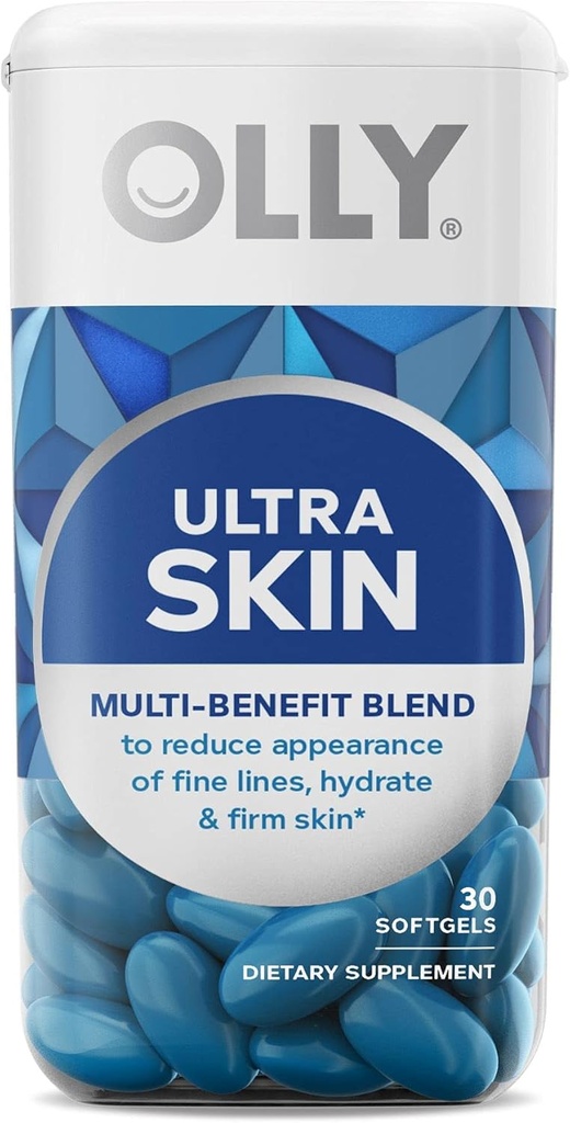 OLLYの超強さの皮のSoftgels、Hydrateおよびしっかりした皮、Hyaluronic酸、Zeaxanthin、Lutein、ビタミンC、皮の補足、30日の供給- 30の計算(包装5月Vary)