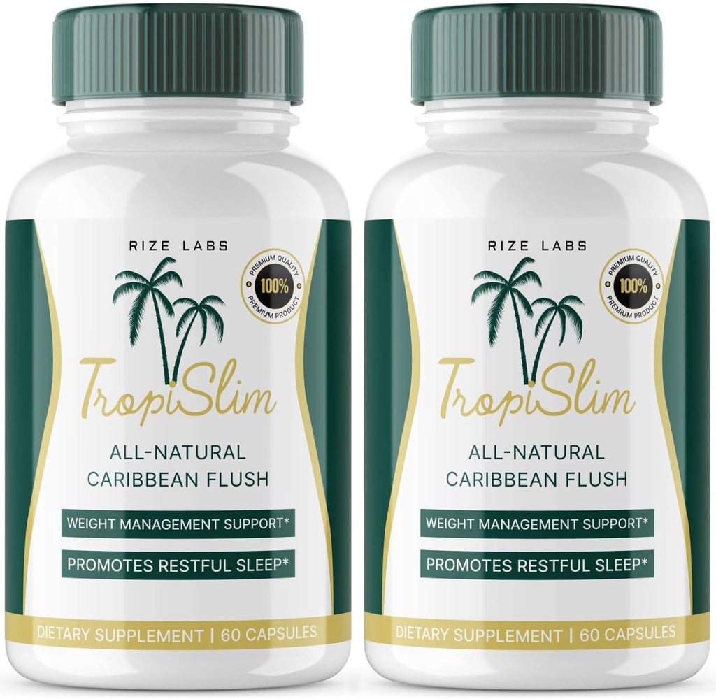 (Official 2 Pack) Tropislim, Tropislim All Natural Caribbean Flush, Weight Loss Supplement, Tropislim Slimming Capsules for Women, Healthy Lifestyle + Leaner Physique, Tropical Reviews (120 Capsules)
