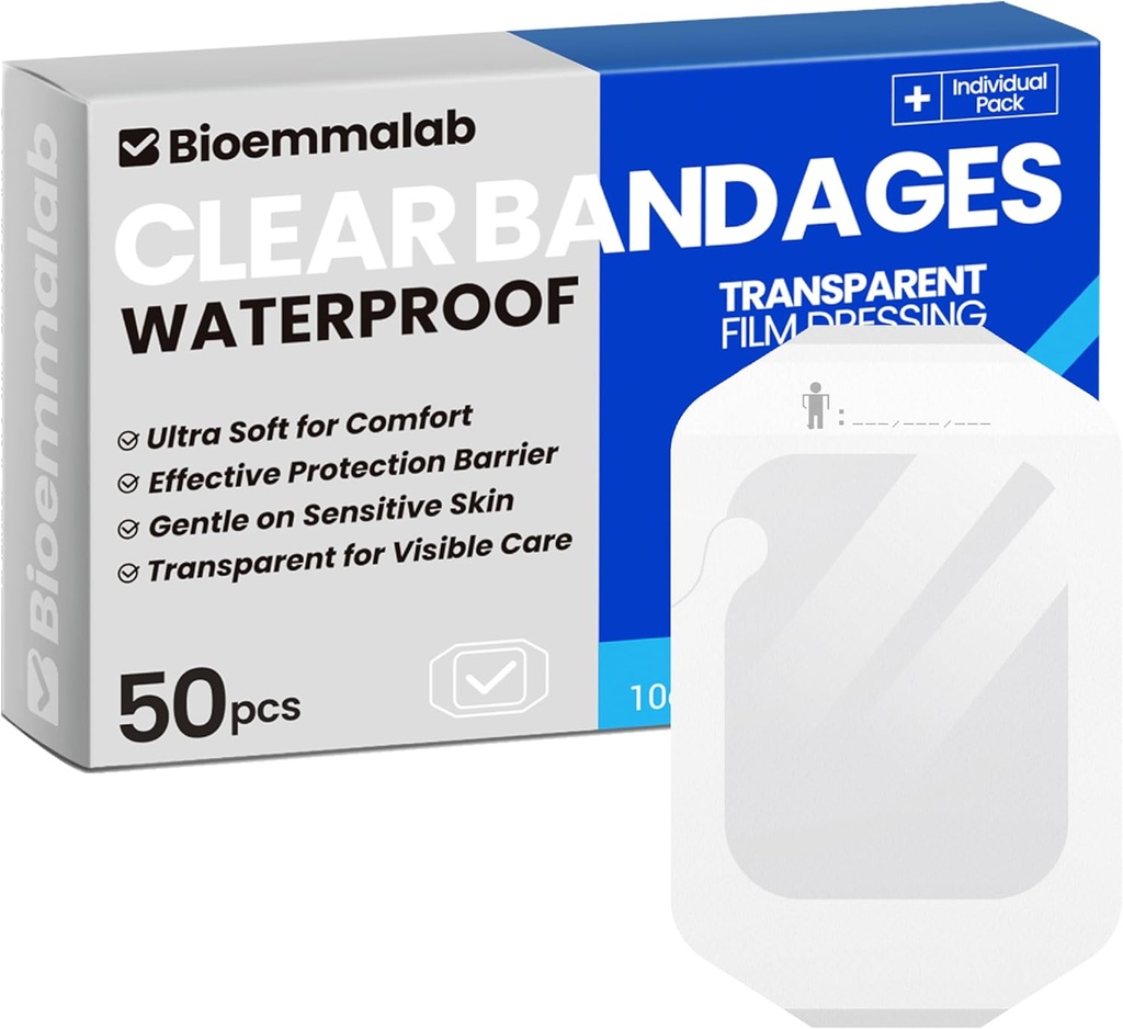 大きい防水包帯のゆとりのドレッシングの入れ墨テープ敏感な皮の傷の心配、ポストの外科使用のための透明なフィルムのドレッシングの付着力のOcclusiveパッチ、4" x 4 3/4」、50のパック