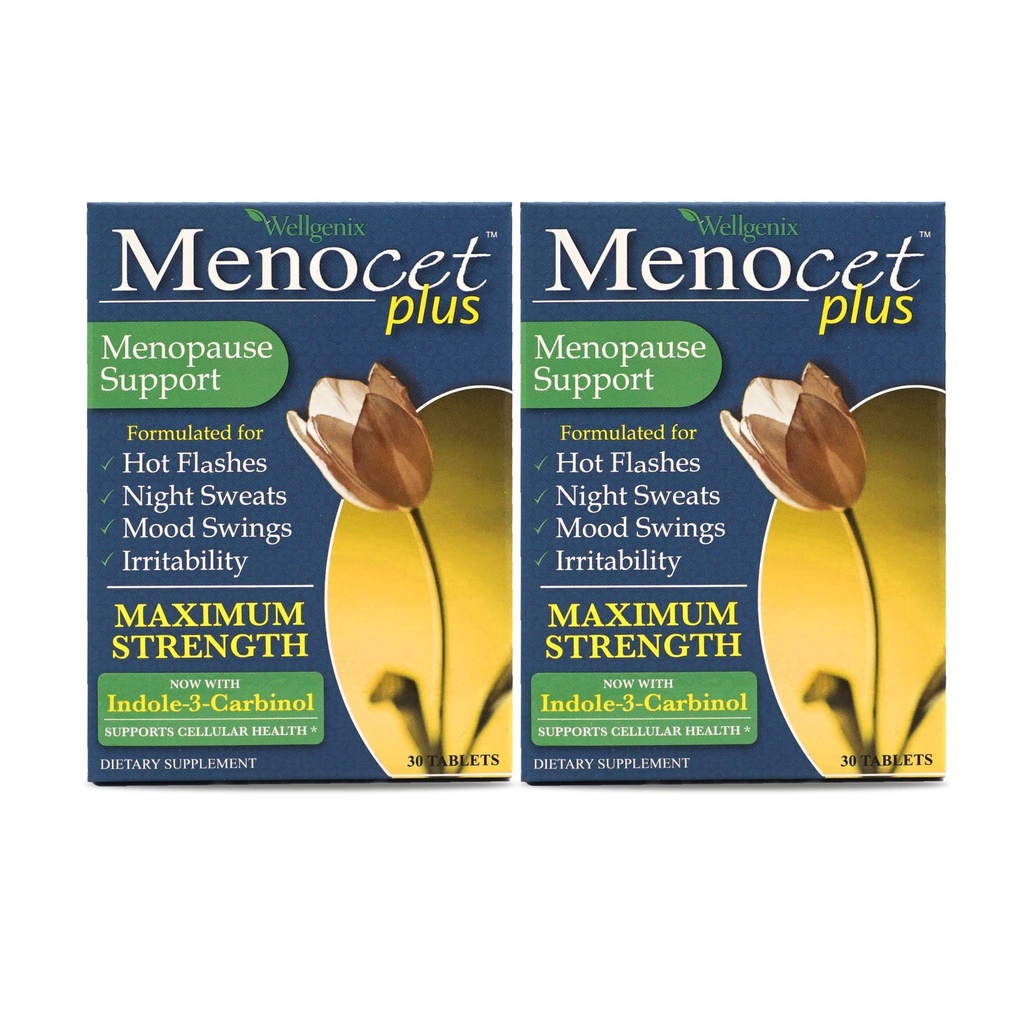Wellgenix Menocet Plusの更年期サポート - オールインワン月経閉止サプリメント - 毎日の救済フェミニンケア - ホットフラッシュ、ナイトスウェット、気分のスイング&イrritability - 30錠(パッケージ2)