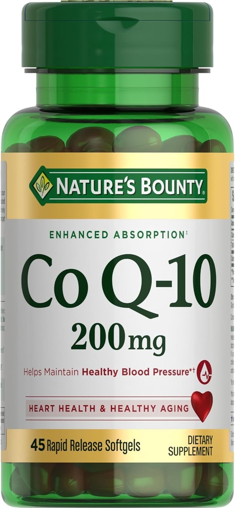 Nature's Bounty CoQ10、心の健康と健康な老化、栄養補助食品、200mg、45急速なリリースSoftgels