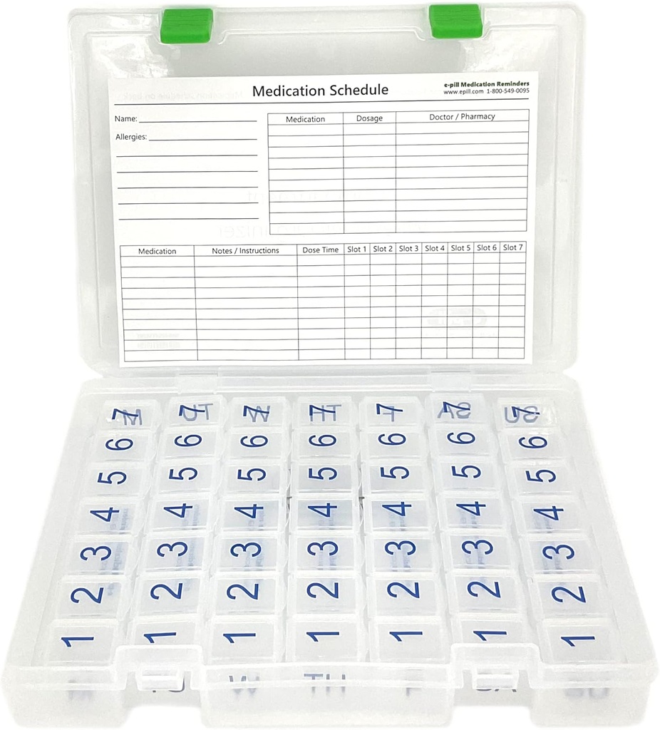 e-Pill 7 日 x 7 日の明確な週刊の丸薬のオルガナイザー、ビタミンおよび明確な場合の薬のPillboxを回して下さい