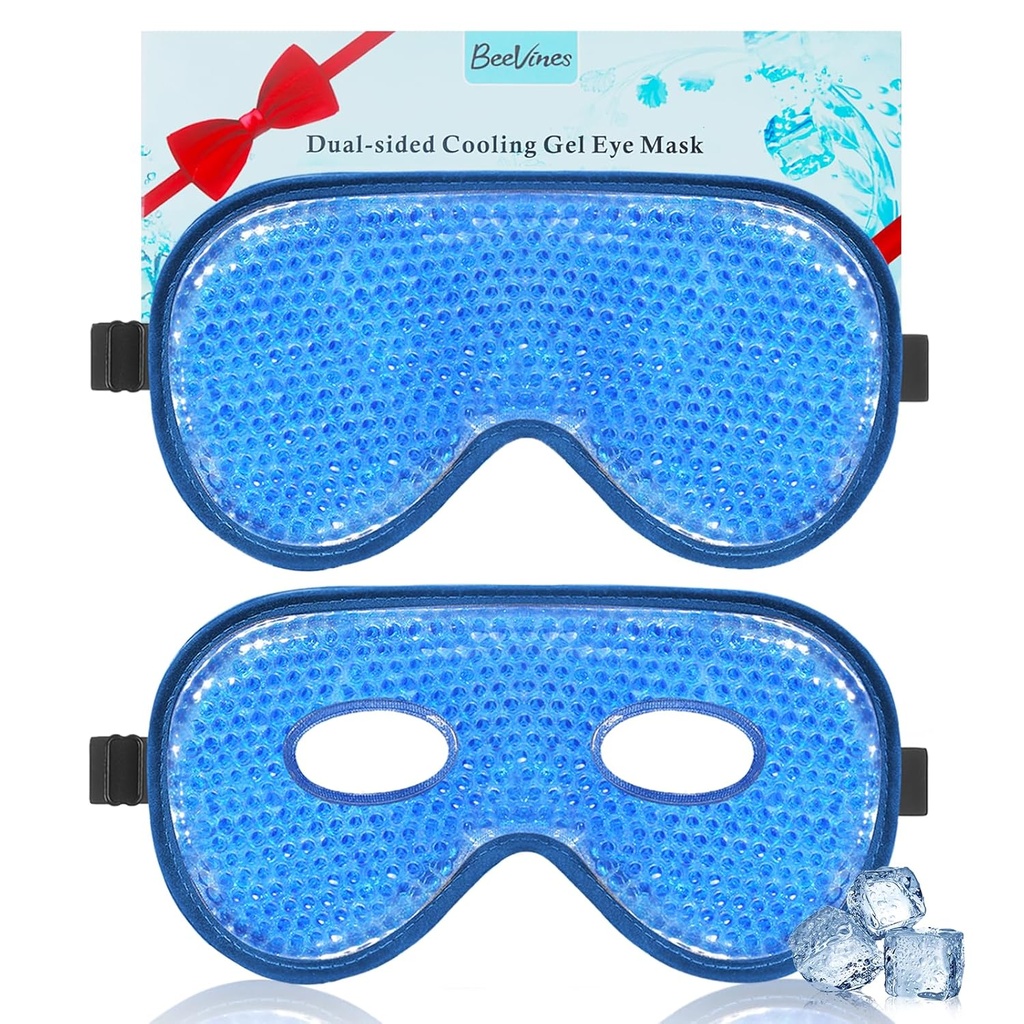 BeeVines の冷却の目マスク、2 パック XL のジャンボのサイズのフリーザーのゲルの目のマスク、氷の目マスク、風邪及び暖かい圧縮、ポストの目の外科のための凍らせていたアイス パック及びアレルギー(海軍青)