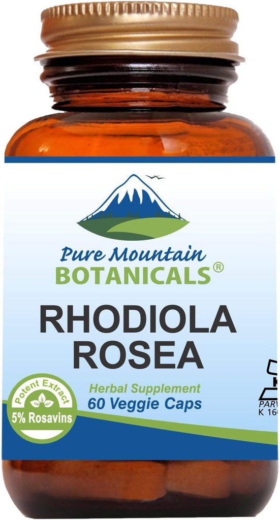 純粋な山の植物のRhodiola Roseaの補足- 250mg Rhodiolaの根のエキスが付いている60のKosherのビーガン カプセル