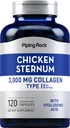 Piping Rock Chicken Sternum Type II Collagen Supplement | 3000mg | 120 Capsules | with Hyaluronic Acid | Non-GMO, Gluten Free