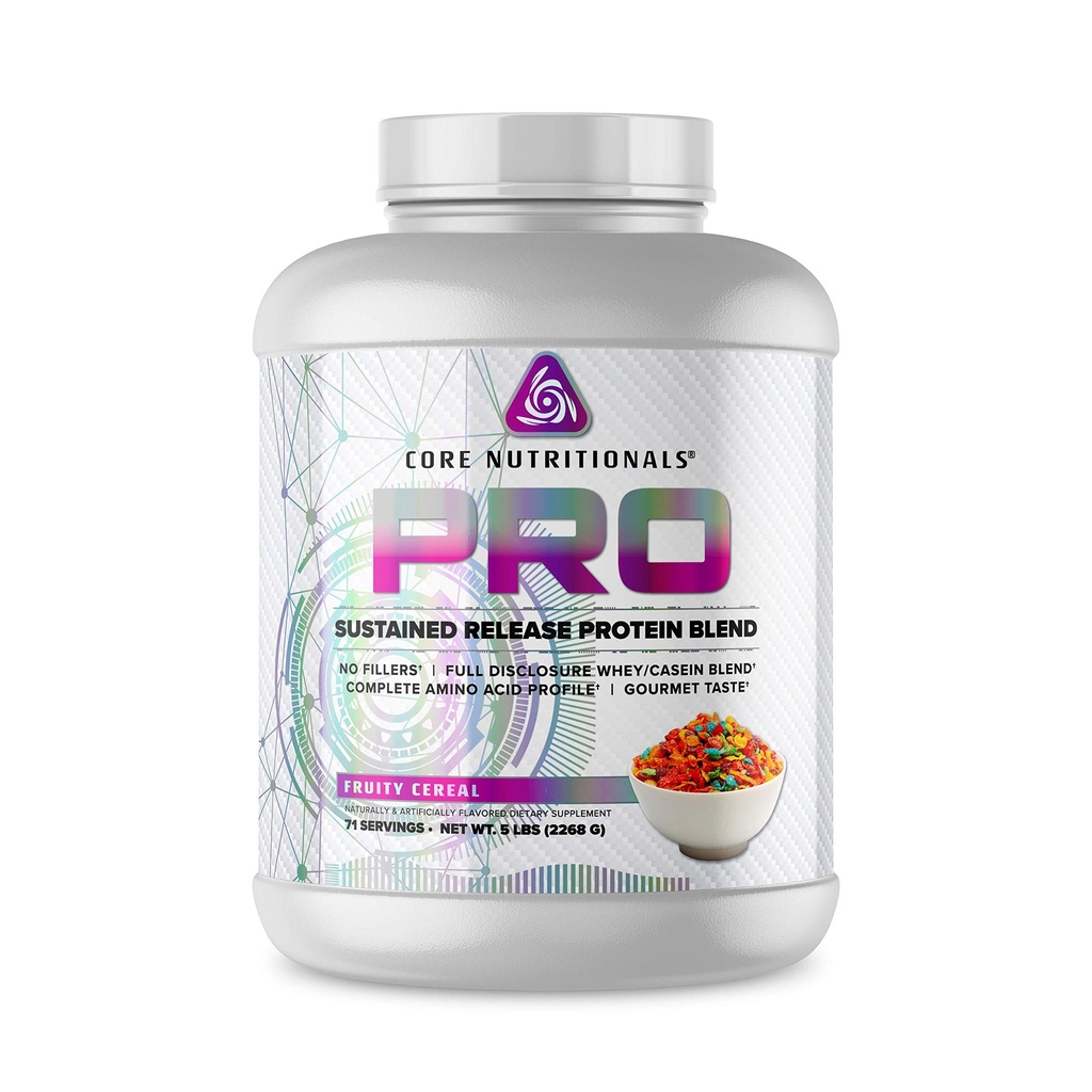Core Nutritionals Pro Sustained Release Whey Protein Blend | 消化酵素配合 | 25g たんぱく質 2g カラブ | 充填剤なし | 5ポンド(フルティ・シリアル)